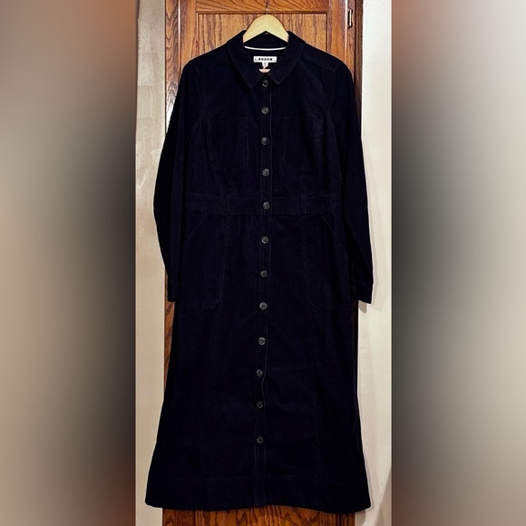 Boden Clara Cord Midi Women’s Dress Midnight Blue Size 12 R - Picture 2 of 16